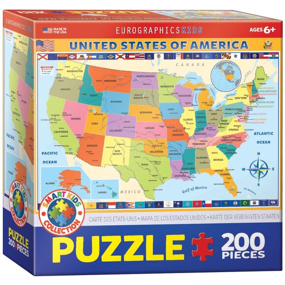 New sealed Eurographics 200pcs Puzzle-- Map of the USA - Picture 1 of 12